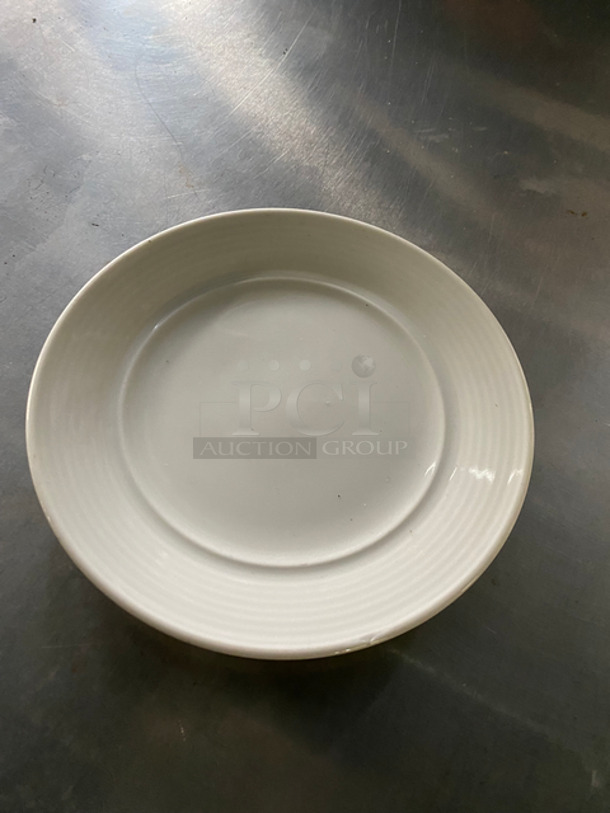Rene Ozorio 6" White Ceramic Plates! 5x Your Bid! Includes Black Poly Crates! - Image 3 of 6