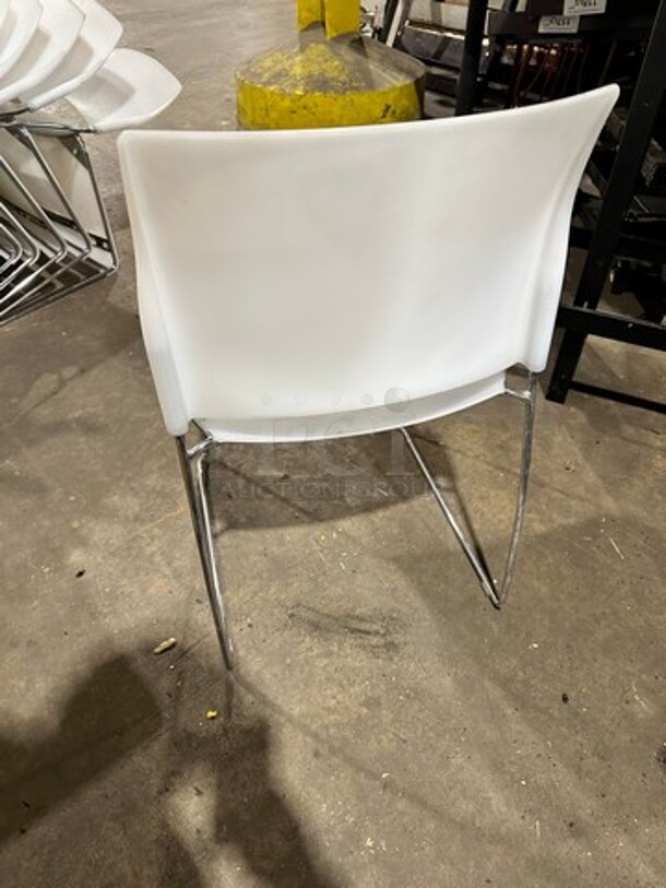 White Poly Indoor/ Outdoor Chairs! With Metal Legs! 5x Your Bid! - Image 3 of 8