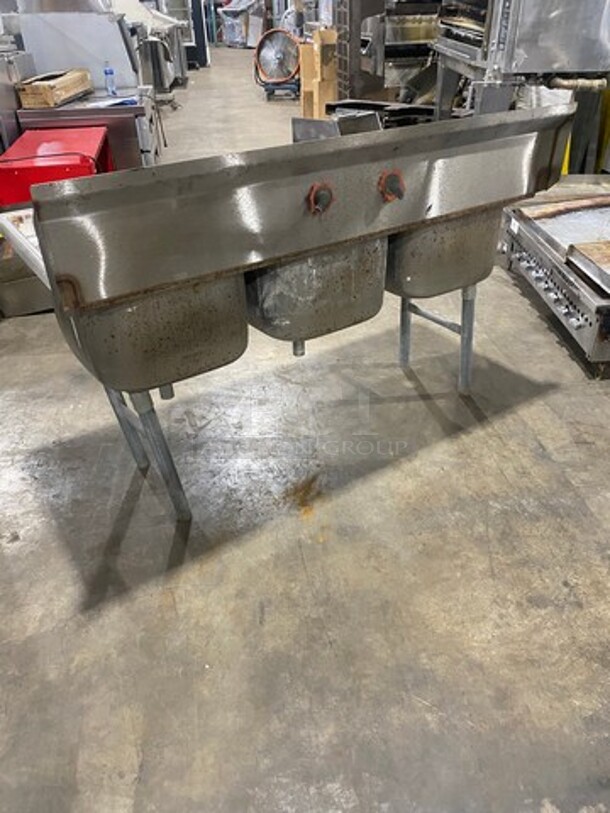 Eagle Commercial 3 Compartment Dish Washing Drop In Sink! All Stainless Steel! On Legs! Model: 412163 - Image 3 of 9