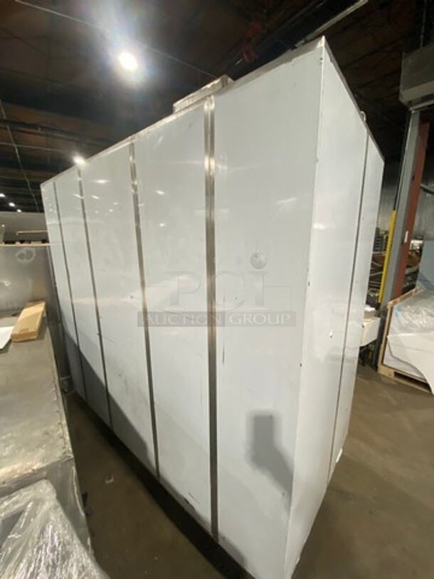 AMAZING! BRAND NEW! NEVER USED! Solid Stainless Steel Commercial 2 Door Roll In Rack Smoker Box! With Racks And Pans Included! - Image 4 of 11