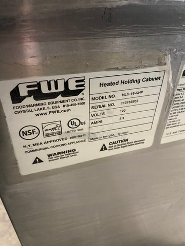 FWE Commercial 2 Door Food Warming/Holding Cabinet! All Stainless Steel! On Casters! Model: HLC16CHP SN: 113133802 120V - Image 5 of 9