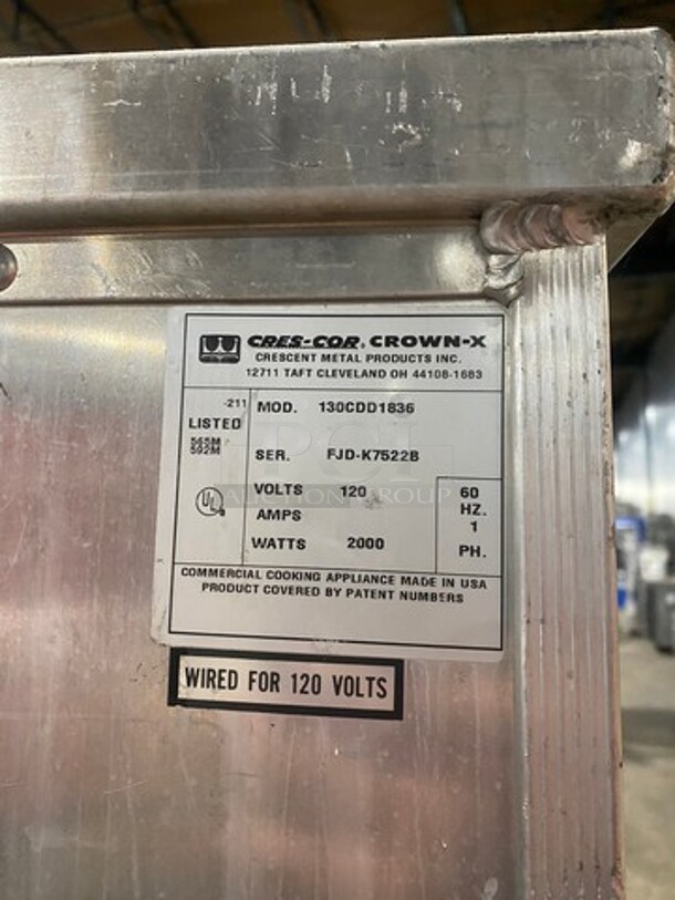 Cres Cor Commercial Heated Holding Cabinet/ Food Warmer! All Stainless Steel! On Casters! Model: 130CDD1836 SN: FJDK7522B 120V 60HZ 1 Phase - Image 5 of 8