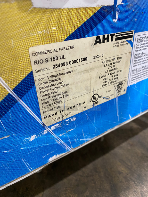 AHT Commercial Reach Down Freezer Merchandiser! With 2 Top View Through Sliding Doors! Model: RIOS150UL SN: 25499300001680 120V 60HZ 1 Phase - Image 6 of 7