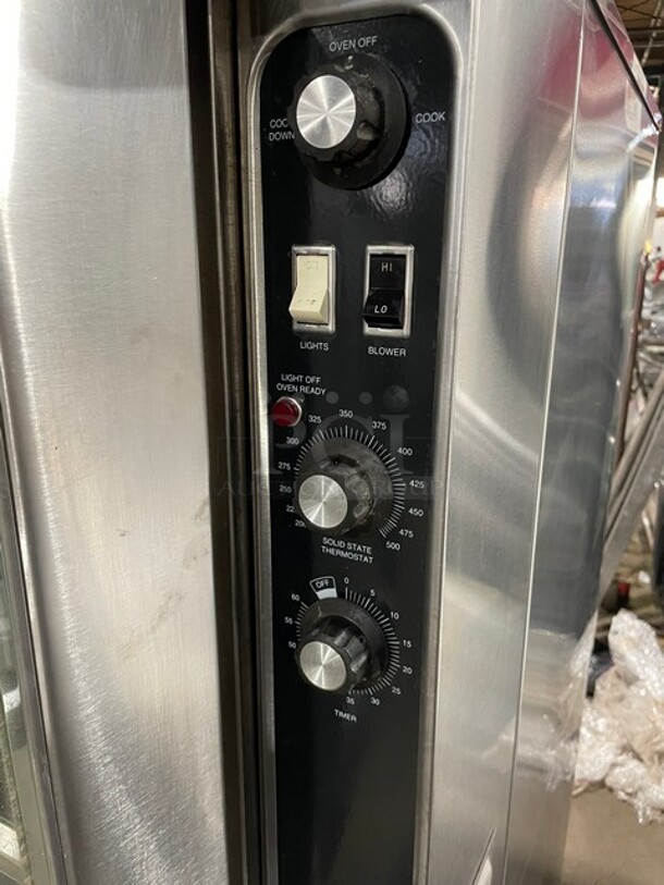NICE! Blodgett Commercial Natural Gas Powered Double Stacked Convection Oven! All Stainless Steel! With Metal Oven Racks! On Casters! 115V 1 Phase! Model: DFG-100/200 W/COOK! 2X Your Bid, Makes One Unit!  - Image 6 of 12