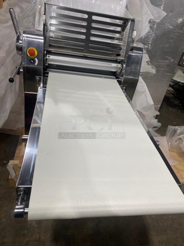 WOW! BRAND NEW! IN THE CRATE! Prepline Commercial Floor Style Reversible Dough Sheeter! Stainless Steel Body! Model: FSS120 SN: E21520179 120V 60HZ 1 Phase - Image 7 of 10