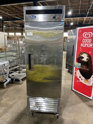 Atosa Commercial Single Door Reach In Freezer! All Stainless Steel! With Poly Coated Racks! On Casters! 115V 1 Phase! Model: MBF8501 SN: MBF8501140615C4010!