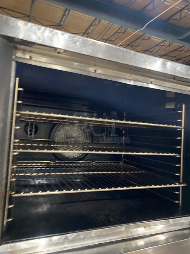 BEAUTIFUL! Blodgett Commercial Natural Gas Powered Double Stacked Convection Oven! With Metal Baking Racks! With View Through Doors! On Commercial Casters! All Stainless Steel! 2 X Your Bid! Makes One Unit! - Image 6 of 9