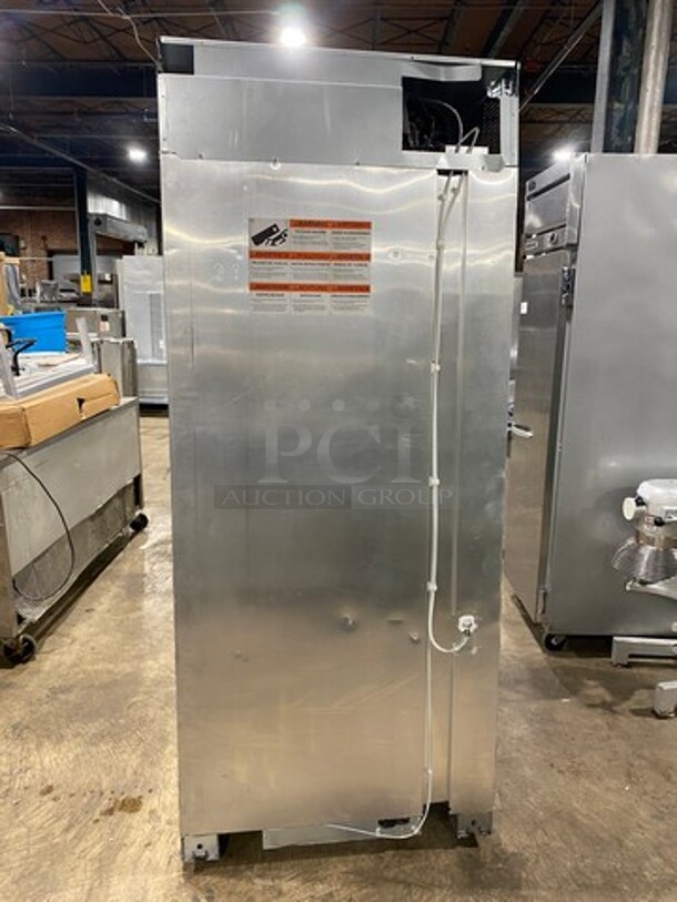 Monogram Upright Half Cooler Half Freezer Combo Unit! Single Cooler And Single Drawer Freezer! With Poly Coated Racks And Shelves! Stainless Steel! - Image 3 of 11