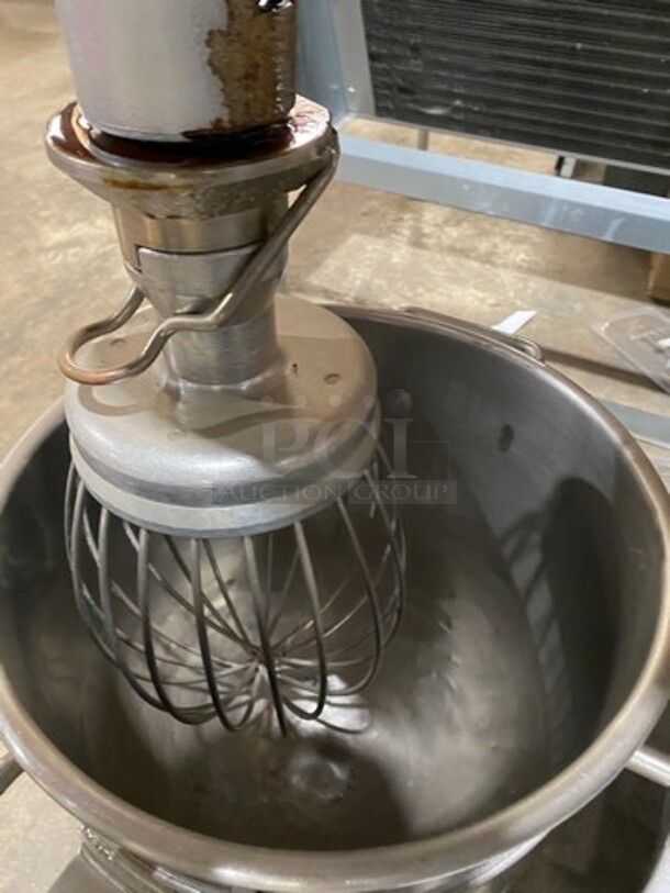 NICE! Commercial Floor Style 30QT Planetary Mixer! With Whisk And Paddle Attachments! With Bowl! Stainless Steel! WORKING WHEN REMOVED! - Image 5 of 12