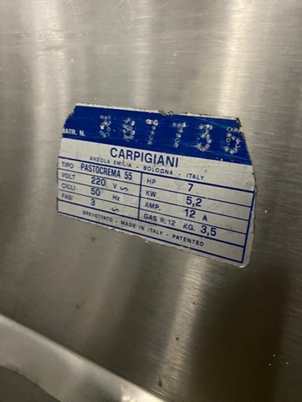 FAB! Carpigiani Commercial Floor Style Gelato Cream Cooker/Pasteurizer! All Stainless Steel! Model PASTOCREMA 55 Serial 387735! 220V 3 Phase! On Casters! - Image 9 of 10