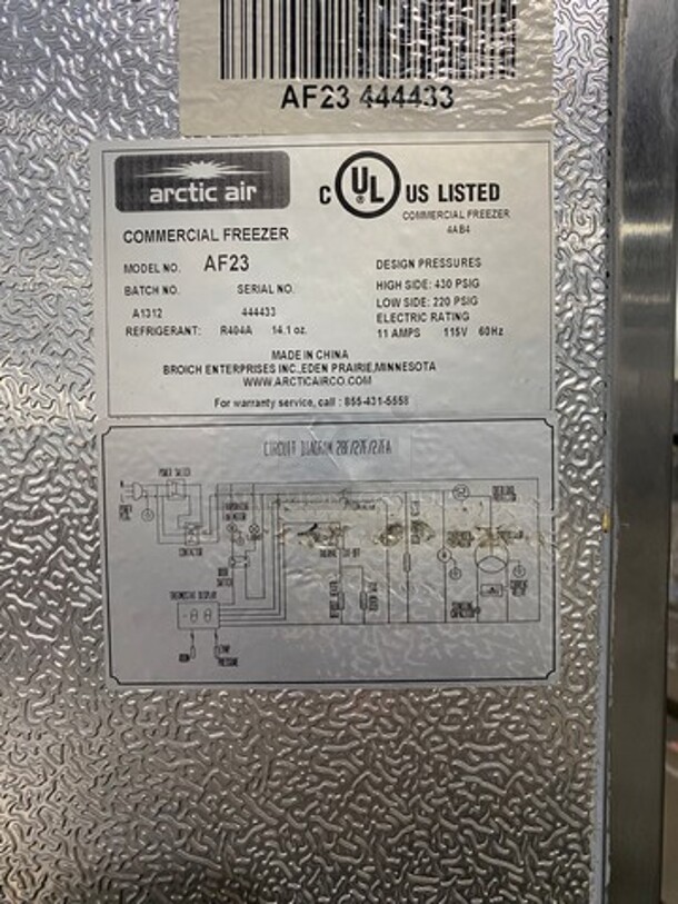 Artic Air Commercial Single Door Reach In Freezer! With Poly Coated Racks! Model AF23 Serial 444433! 115V 1Phase! On Casters! - Image 5 of 9