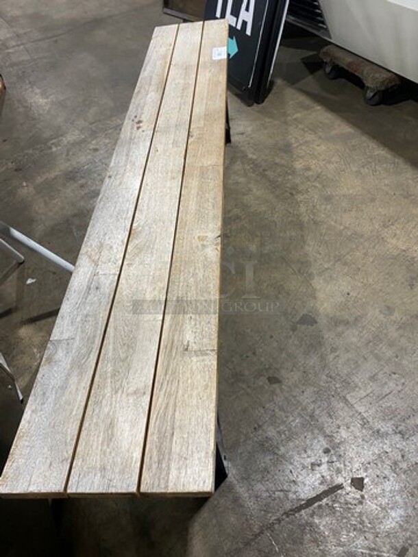 Wooden Outdoor Bench! With Metal Base! - Image 5 of 7