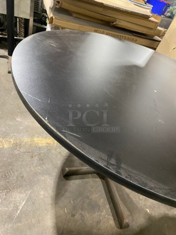 IN THE BOX! G & G Commercial 48" Round Black/ Mahogany Tabletops! With Metal Base! EACH LOT MAY HAVE DIFFERENT STYLE METAL BASE! EACH BOX HAS 2 TABLETOPS! 1 BOX PER LOT NUMBER! 2x Your Bid! - Image 5 of 7