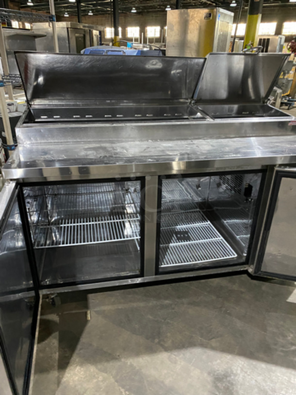 Commercial Refrigerated Pizza Prep Table! With 2 Door Underneath Storage Space! With Poly Coated Racks! All Stainless Steel! On Casters! Model: PT67 SN: 11100035 115V 60HZ 1 Phase - Image 5 of 10