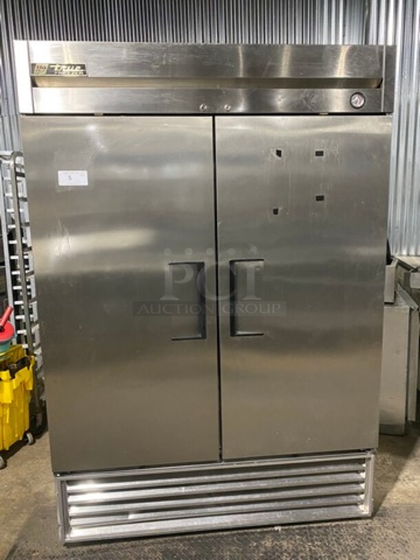 True Commercial 2 Door Reach In Freezer! With Poly Coated Racks! All Stainless Steel! Model: T49F SN: 12871168 115V 60HZ 1 Phase