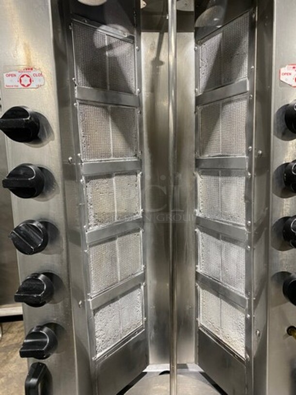 Attias Natural Gas Powered Dual Gyro Machine! On Equipment Stand! With Storage Space Underneath! All Stainless Steel! On Legs! - Image 6 of 12