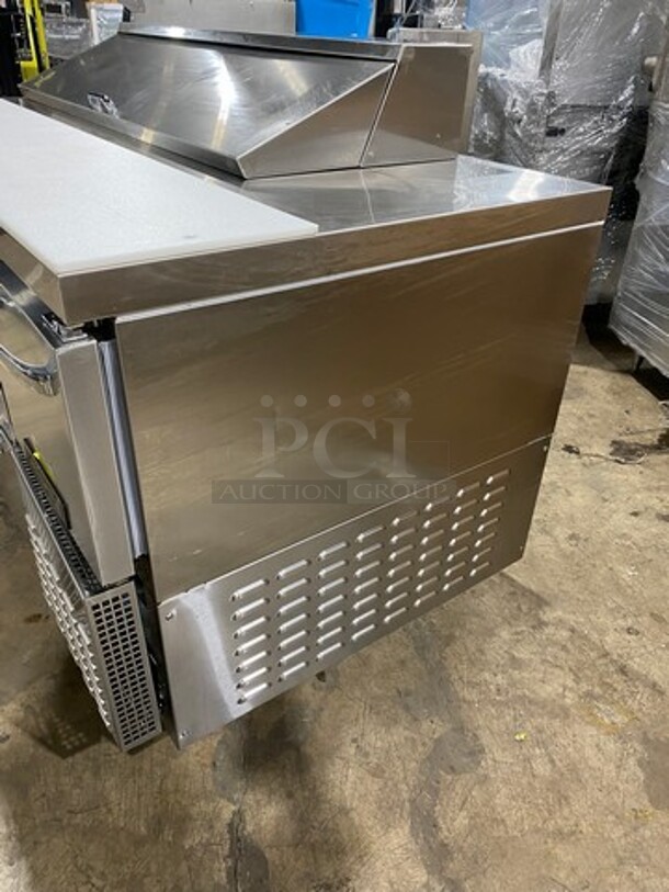 NICE! Continental Commercial Refrigerated Sandwich Prep Table! With Commercial Cutting Board! With 2 Door And 2 Drawer Underneath Storage Space! Poly Coated Racks! All Stainless Steel! On Casters! Model: RA60N12 SN: 16169412 115V 60HZ 1 Phase - Image 2 of 12