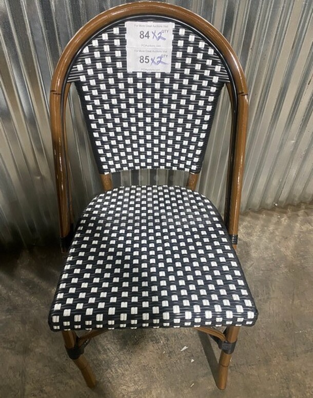 NEW! Synthetic Outdoor Commercial Aluminum Black Wicker/Bamboo Chair! 2x Your Bid! - Image 5 of 7