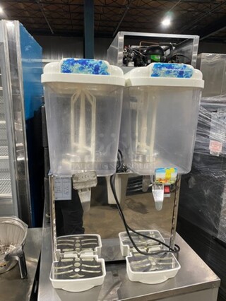 Commercial Countertop Dual Hopper Refrigerated Beverage Dispenser! Stainless Steel Body!