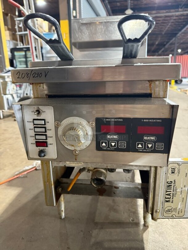 LATE MODEL Keating Commercial Countertop Electric Powered Deep Fat Fryer! With 2 Frying Baskets! With Backsplash! Model 10X11ICCM Serial 41328! 208/240V 3Phase! On Small Legs! Working When Removed! - Image 6 of 9