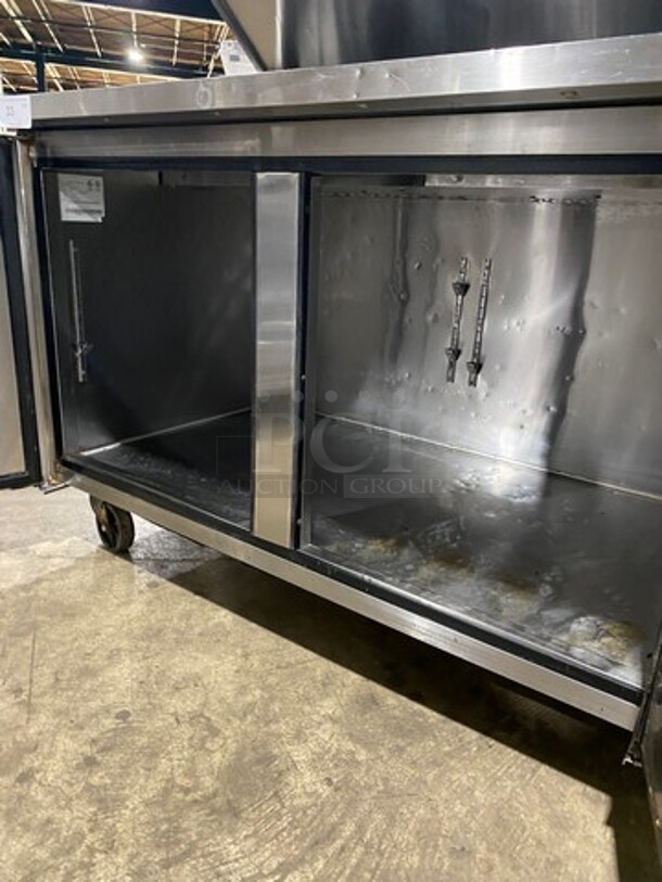 Atosa Commercial Refrigerated Pizza Prep Table! With 2 Door Storage Space! All Stainless Steel! Model: MPF8202GR SN: MPF8202GRAUS100319070300C40002 115V 60HZ 1 Phase - Image 6 of 9
