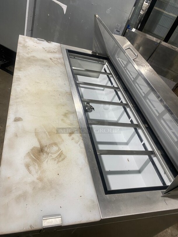 LATE MODEL! 2019 Centaur Commercial Refrigerated Bain Marie/Sandwich Prep Table! With Full Length Cutting Board! With Poly Coated Racks! With 2 Door Refrigerated Storage! On Casters! 115V 1 Phase! Model CST-48-HC Serial 1902CENQ01215! Working When Removed!
 - Image 8 of 9