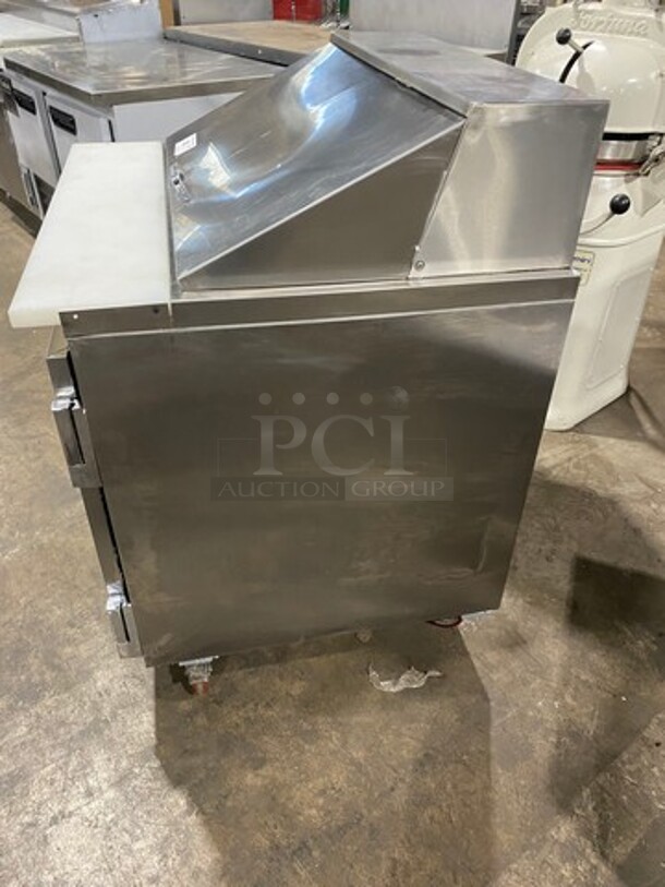 LATE MODEL! 2017 Leader Commercial Refrigerated Sandwich Prep Table! With 2 Door Underneath Storage Space! With Commercial Cutting Board! All Stainless Steel! On Casters! Model: LM36 SN: GA03M0902A 115V 60HZ 1 Phase - Image 3 of 9