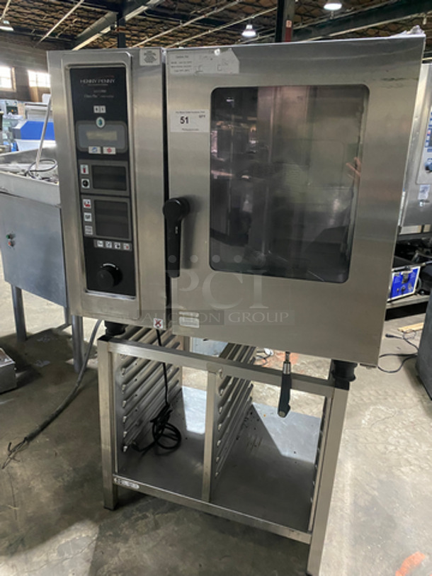 NICE! Henny Penny Commercial Natural Gas Powered Full-Size Combi Convection Oven! With View Through Door! With Underneath Pan Holding Area! Holds Full Size Pans/Trays! All Stainless Steel! On Legs! Model: LCG-6 SN: G61CB99031003780