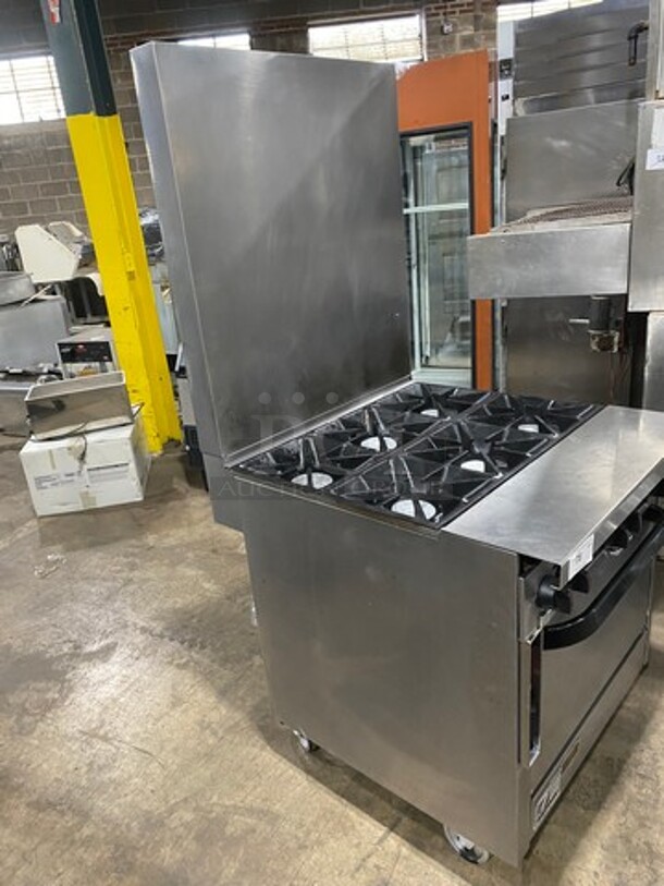 Southbend Commercial Natural Gas Powered 6 Burner Stove! With Raised Back Splash! With Oven Underneath! All Stainless Steel! On Casters! - Image 2 of 11