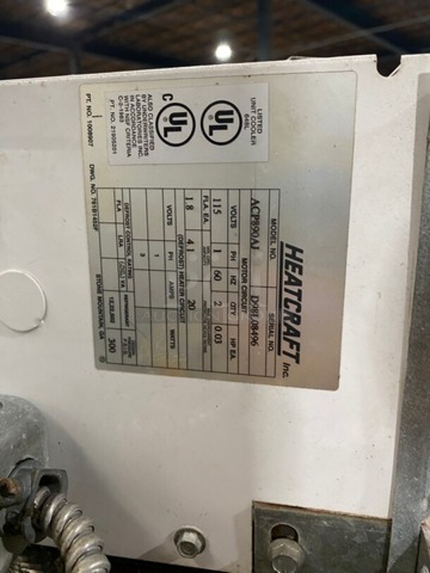 Larkin Heatcraft Blower For Walk In Cooler! Model: ACP890AJ SN: D98L08496 115V 60HZ 1 Phase - Image 5 of 6