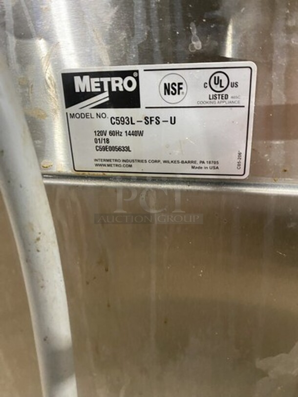 Fantastic! 2018 LATE MODEL! Metro Insulated All Stainless Steel Food Warming Cabinet! Model C593L-SFS-U! 120V 1 Phase! On Casters! Working When Removed!   - Image 7 of 8