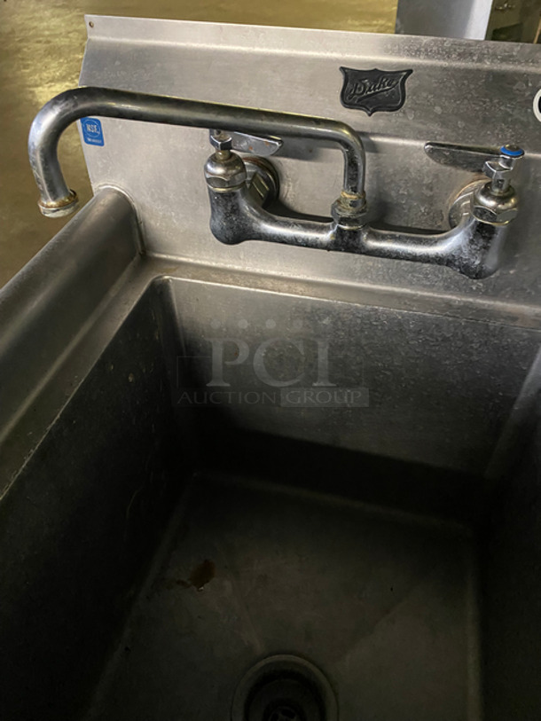 Duke Commercial Single Bay Sink! With Faucet And Handles! All Stainless Steel! On Legs! - Image 6 of 8