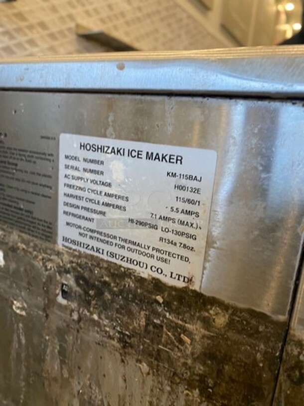 Hoshizaki Commercial Undercounter Ice Maker Machine! On Legs! WORKING WHEN REMOVED! Model: KM115BAJ SN: H00132E 115V 60HZ 1 Phase - Image 5 of 7