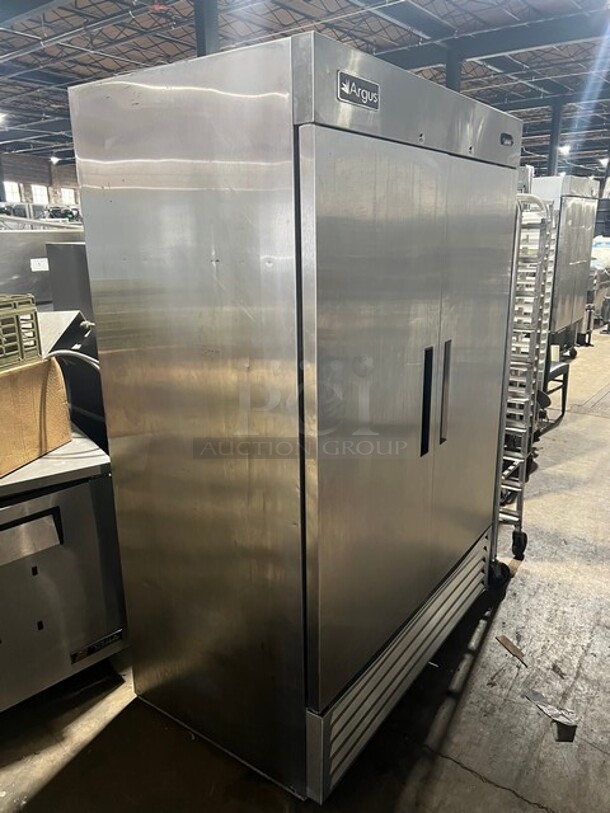 Argus Edesa Commercial 2 Door Reach In Cooler! With Poly Coated Racks! All Stainless Steel! MODEL EDRR49 SN:142260010400 115V - Image 2 of 8