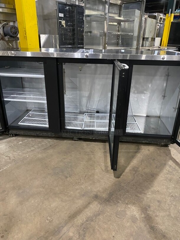 Late Model Blue Air Glass Doors Back Bar Cooler! With Poly Coated Racks! On Casters! MODEL BBB90-4BG-HC SN: IWW-BABB90GHC-0003 115V 1PH! Working When Removed! - Image 5 of 9