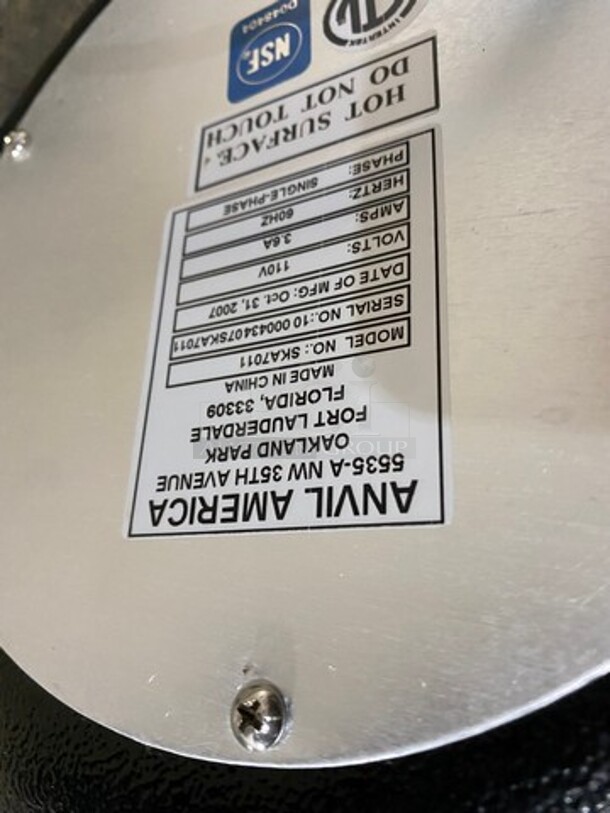 Anvil Metal Commercial Countertop Food Warmer Soup Kettle! Model: SKA7011 SN: 1000043407 110V 60HZ 1 Phase - Image 6 of 7