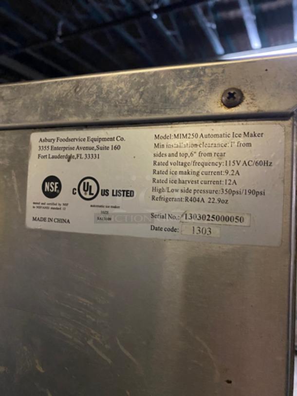 Maxx Ice Commercial Under The Counter Automatic Ice Maker! Stainless Steel Body! On Small Legs! Model: MIM250 SN: 1303025000050 115V 60HZ 1 Phase - Image 7 of 8