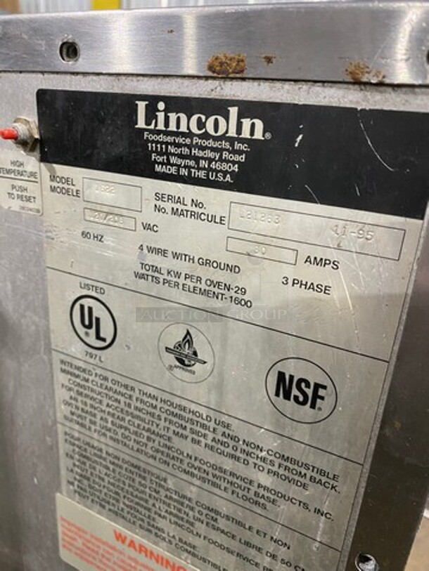 Lincoln Commercial Electric Powered Conveyor Pizza Oven! All Stainless Steel! On Casters! Model: 1622 SN: L21263 120/208V 60HZ 3 Phase - Image 8 of 12