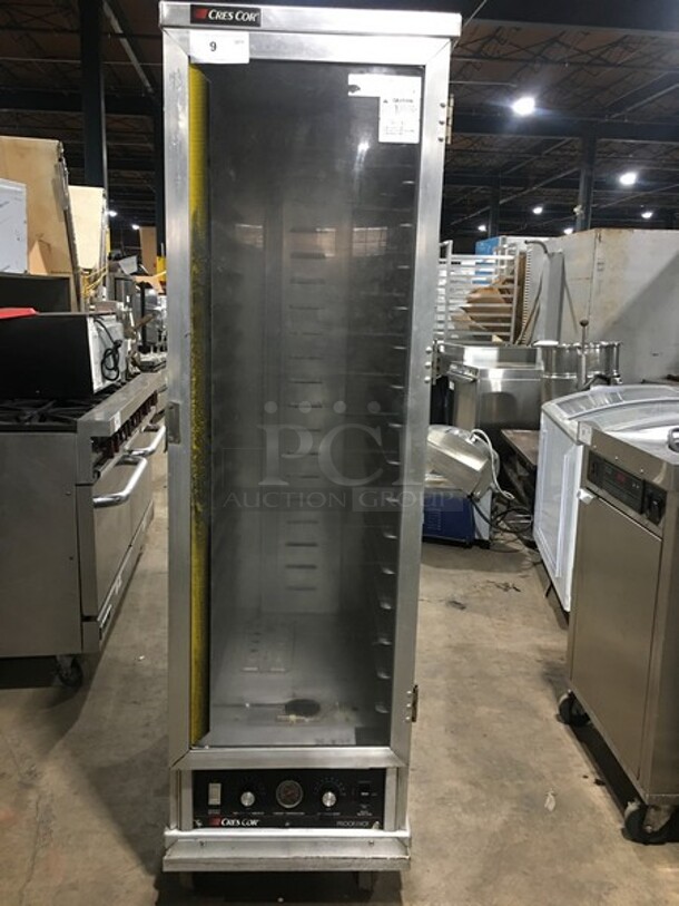 Cres Cor One View Through Door Food Warming/Proofing Cabinet! Holds Full Size Trays! Model 1290007 Serial AJI-K4334C! 120V 1 Phase! On Casters! 