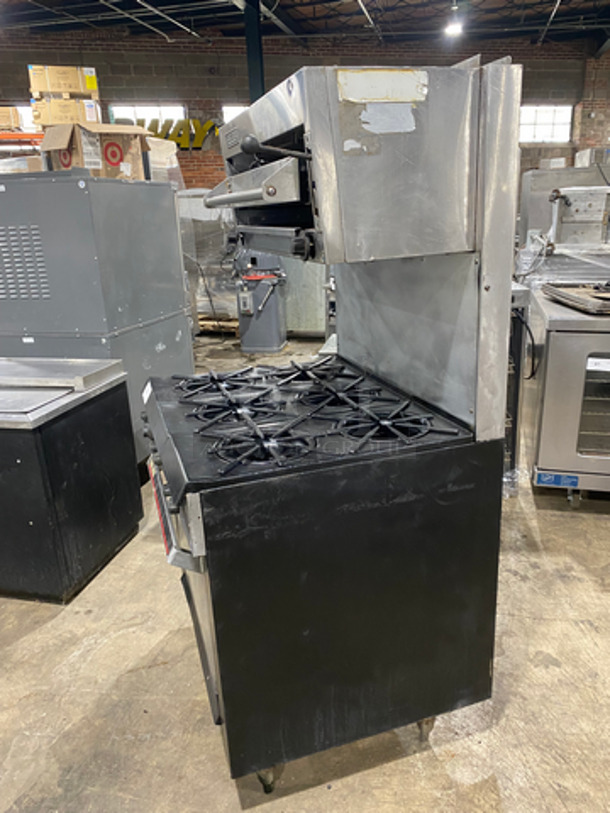 WOW! Garland Commercial Natural Gas Powered 6 Burner Stove! With Oven Underneath! Metal Oven Racks! With Raised Backsplash! With Salamander! All Stainless Steel! On Legs! - Image 3 of 10