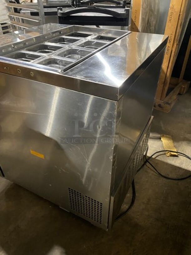 Turbo Air Commercial Refrigerated Salad Bar Island! Single Door Underneath Storage Space! All Stainless Steel! On Casters! Model: MST28N711S SN: H2KMS29FZ0627 115V - Image 3 of 12