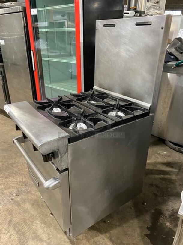 American Range Commercial Natural Gas Powered 4 Burner Stove! With Raised Back Splash! With Oven Underneath! All Stainless Steel! On Legs! - Image 2 of 10