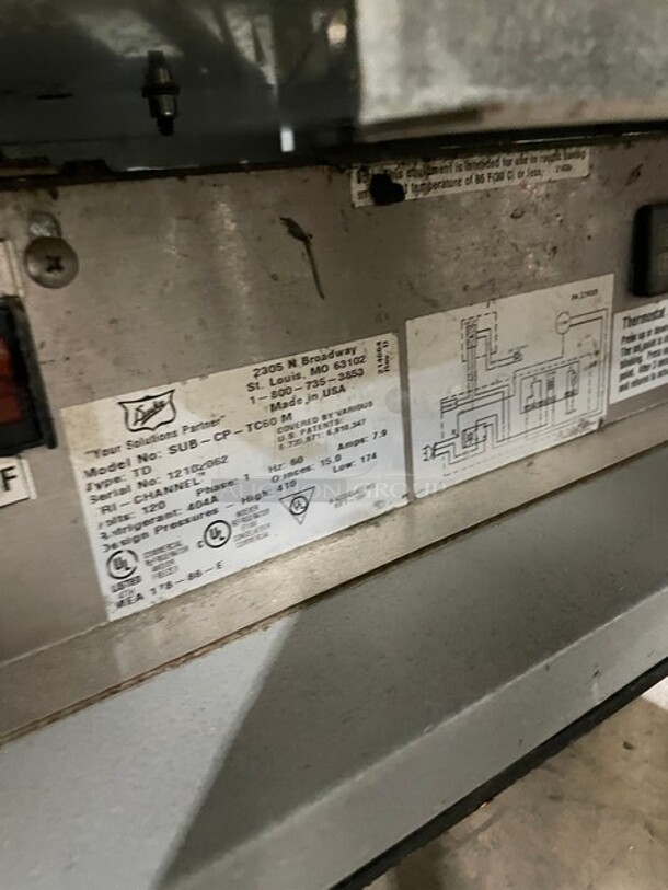 Duke SUB-CP-TC60 M Stainless Steel Commercial Subway Sandwich Make Line Prep Table w/ Sneeze Guard. 120 Volts, 1 Phase. - Image 8 of 9