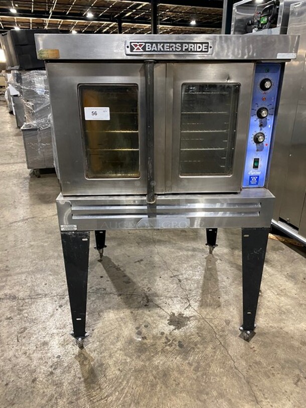 WOW! Bakers Pride Natural Gas Powered Heavy Duty Commercial Single Convection Oven! With View Through Doors! With Metal Racks! All Stainless Steel! On Legs! Cyclone Series!