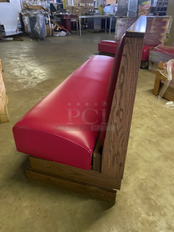 NEW! Single Sided Red Cushioned Booth Seat! With Wooden Outline! Perfect For Up Against The Wall! Can Be Connected To Any Booths Listed! - Image 3 of 7