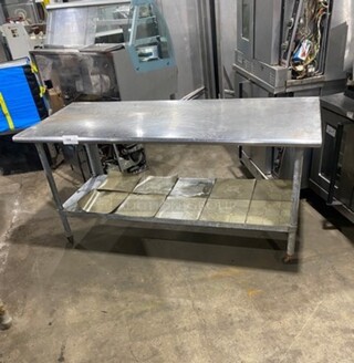 Solid Stainless Steel Work Top/ Prep Table! With Storage Space Underneath! On Casters!