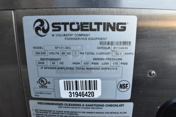 2017 Stoelting SF121-38I2 Stainless Steel Commercial Countertop Air Cooled 2 Flavor w/ Twist Soft Serve Ice Cream Machine. 208-240 Volts, 1 Phase. 22x33x34 - Image 6 of 7