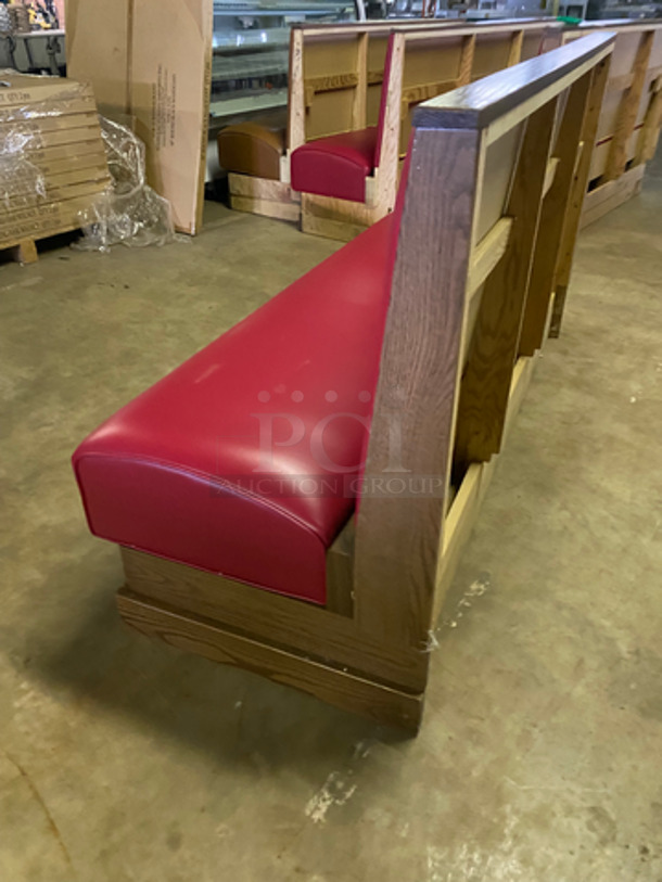 NEW! Single Sided Red Cushioned Booth Seat! With Wooden Outline! Perfect For Up Against The Wall! Can Be Connected To Any Of The Booths LIsted! - Image 3 of 8