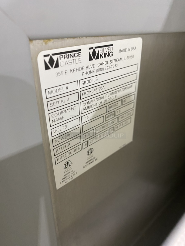 Silver King Commercial Countertop Refrigerated Milk Dispenser! Stainless Steel Body! On Legs! Model: SKBD3LS SN: FKGK088125A 115V - Image 6 of 8