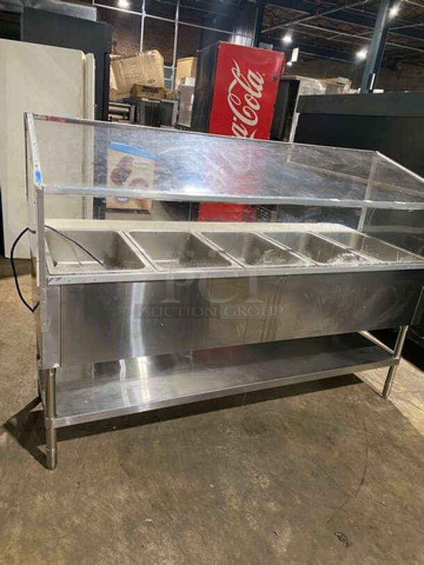 LATE MODEL! LIKE NEW! 2021 Cookrite Commercial Electric Powered 5 Well Steam Table! With Sneeze Guard! With Commercial Cutting Board! With Storage Space Underneath! All Stainless Steel! On Legs! Model: CSTEB5 SN: CSTEB5C2104050004 240V 1 Phase! Working When Removed! - Image 3 of 12